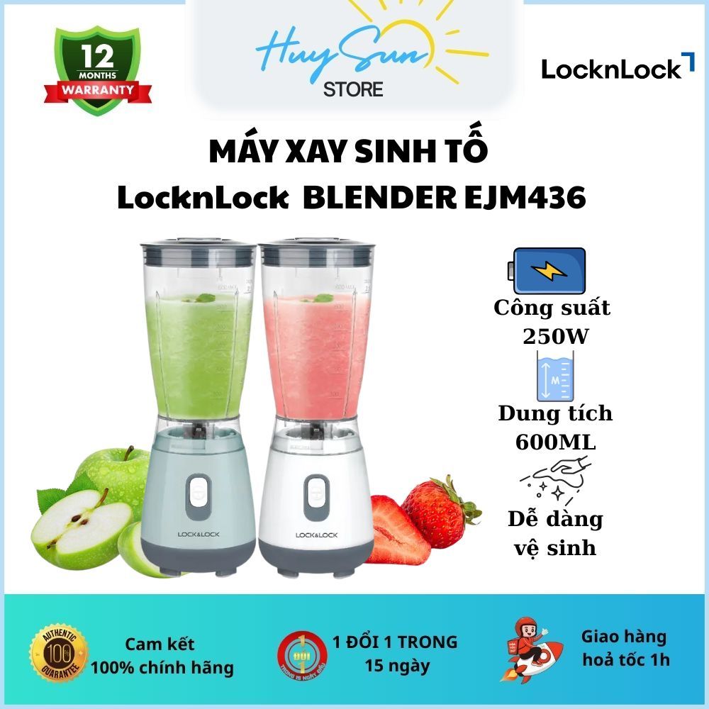 Máy Xay Sinh Tố LocknLock 600ml Personal Blender EJM436, Công Suất 250W, Nhỏ gọn dễ vệ sinh
