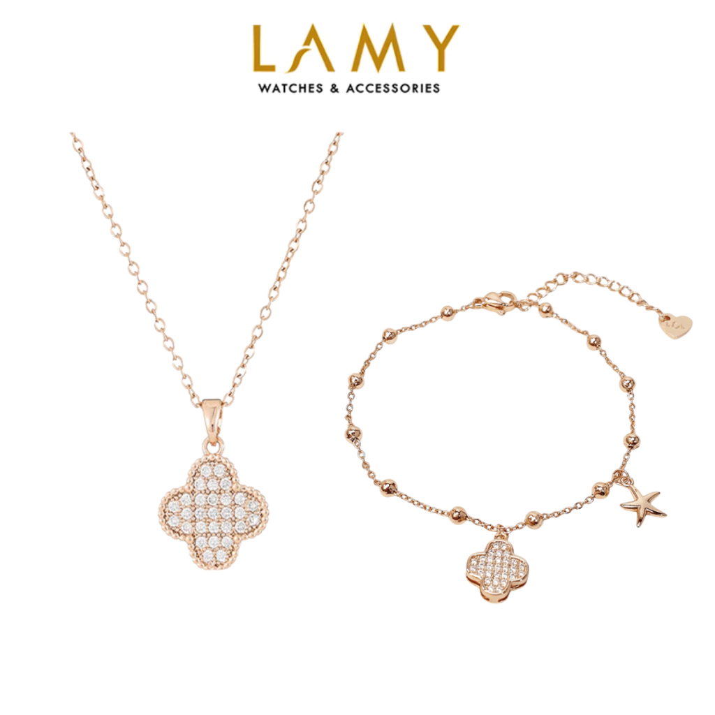 Bộ trang sức LAMY Dây chuyền vòng tay Lucky Four Leaf 6385 & 2241