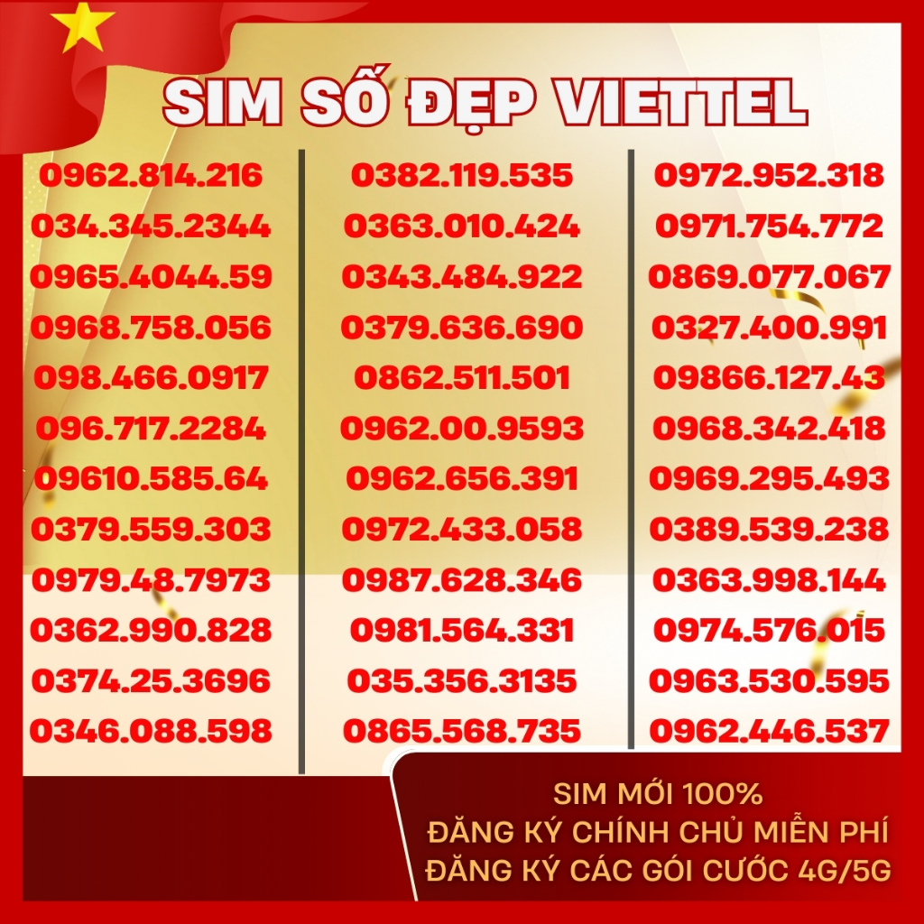 Chọn Sim Số Đẹp - Sim 5G Viettel Nguyên KIT - Đăng Ký Chính Chủ Qua MY VIETTEL - Đăng Ký Được Nhiều 