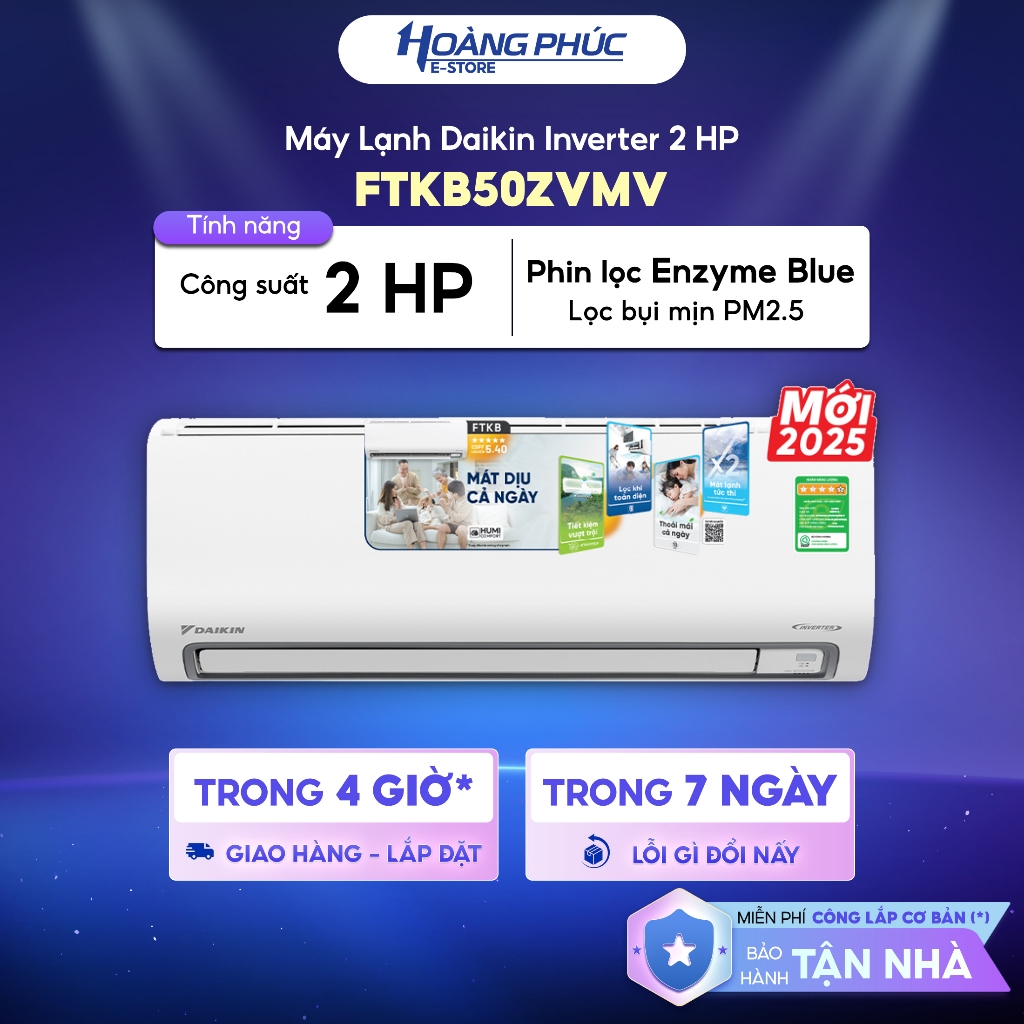 FTKB50ZVMV | Điều Hòa DAIKIN Inverter 2 HP FTKB50ZVMV series FTKB {Ship HCM 0Đ}