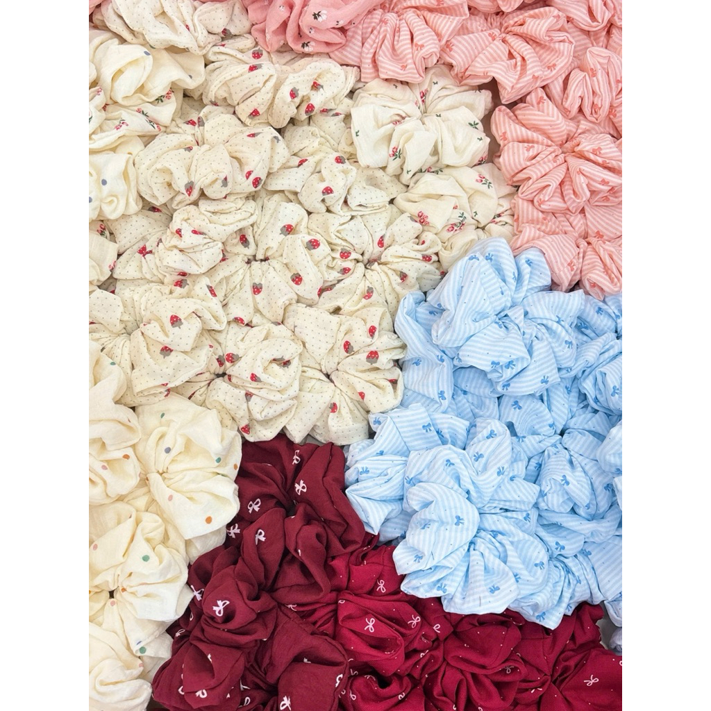 Scrunchies handmade xô muslin/ vải 15cm