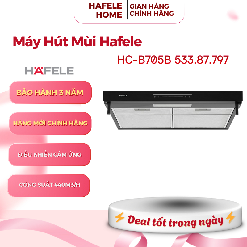 Máy Hút Mùi Âm Tủ Hafele HC-B705B 533.87.797 - Công Suất 200W - Cảm Biến Vẫy Tay - EEH