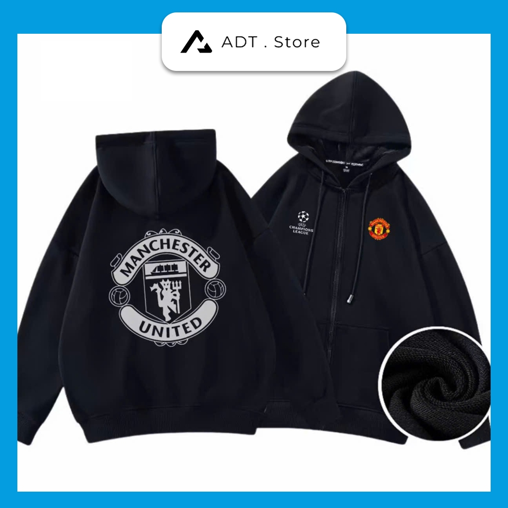 Áo hoodie khoác nỉ Manchester United có mũ in logo MU độc đẹp