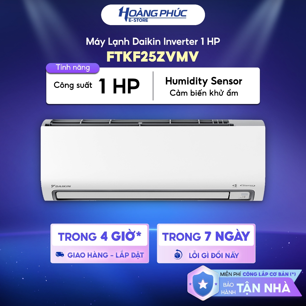 Máy Lạnh | Điều Hoà DAIKIN Inverter 1 HP FTKF25ZVMV Series FTKF {Toàn Quốc}(CHỈ GIAO - KHÔNG LẮP)