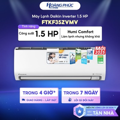 Máy Lạnh | Điều Hoà DAIKIN Inverter 1.5 HP FTKF35ZVMV - Series FTKF {Toàn Quốc}(CHỈ GIAO - KHÔNG LẮP)