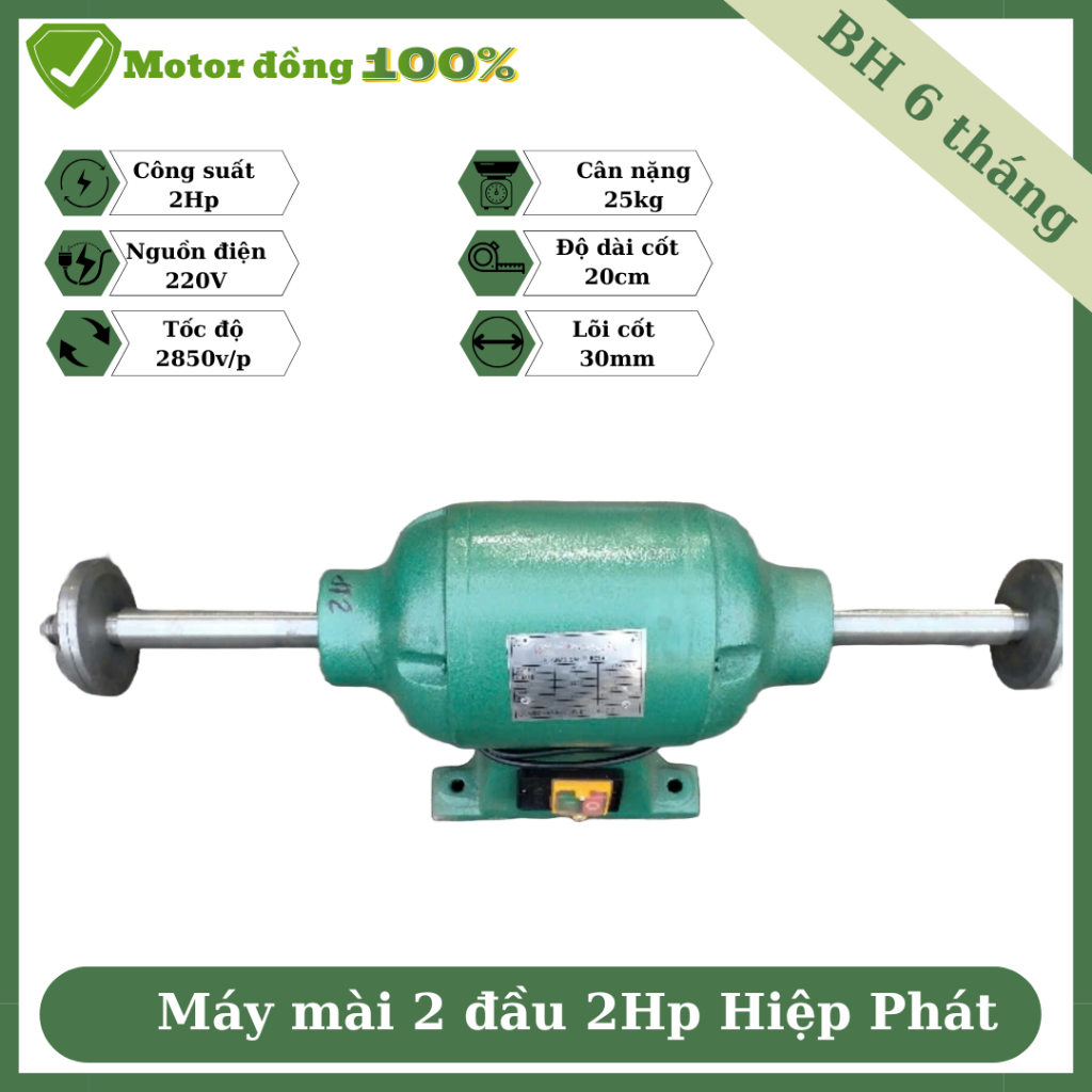 Máy mài, đánh bóng 2 đầu 2Hp, motor dây đồng 100%