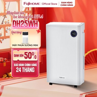 Máy hút ẩm công suất lớn bằng máy nén 25L/ngày FUJIHOME DH25WH 30-50m2, lọc không khí HEPA kết nối wifi phòng ngủ khách