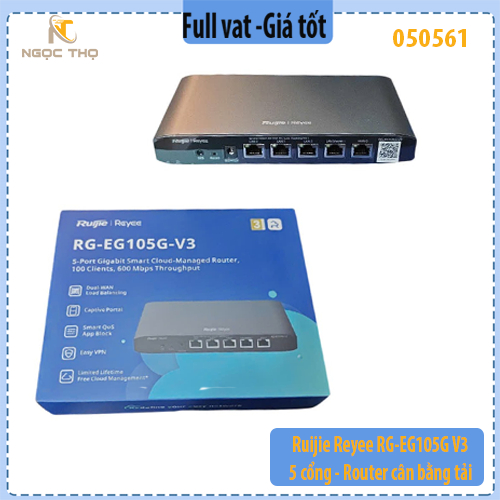 Router Ruijie Reyee RG-EG105G V3 – 5 Cổng Gigabit – Dual WAN – Cân Bằng Tải – Cloud Managed – Turbo 