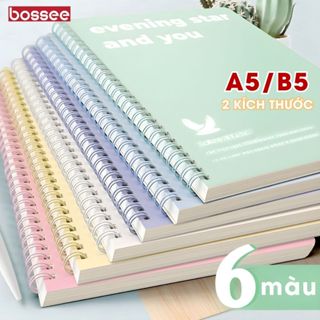 Sổ lò xo pastel 120 trang A5 B5 xinh xắn - Sổ tay vở viết học sinh giấy kẻ ngang chống lóa dày dặn