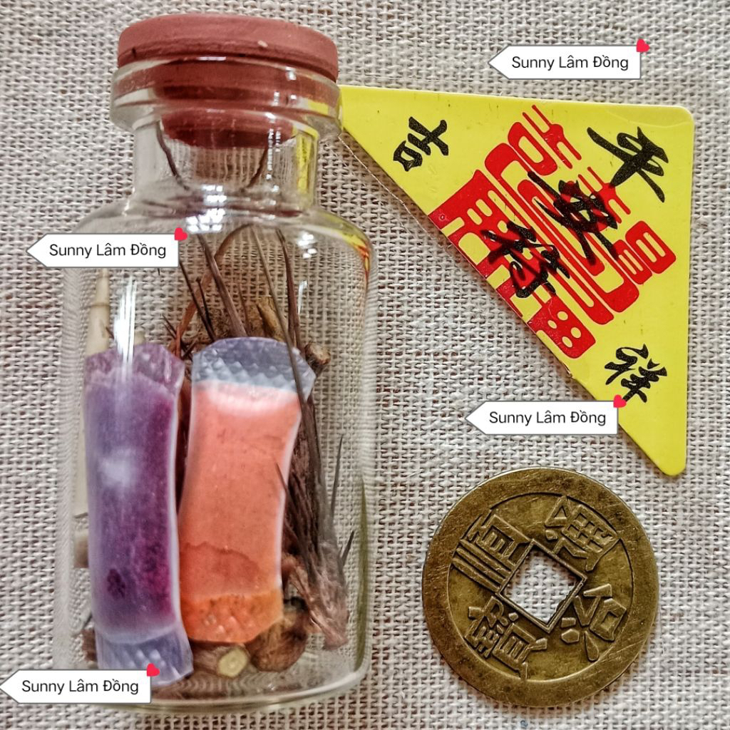 Lọ 7 loại gai, 9 loại gai trừ tà + Bua Bình An + Đồng Xu May Mắn