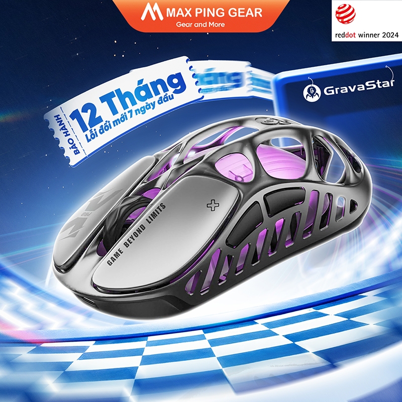 [HỎA TỐC] Chuột Không Dây Gravastar Mercury X PRO - Interstellar Silver (49gr | PAW3950)-Maxpinggear