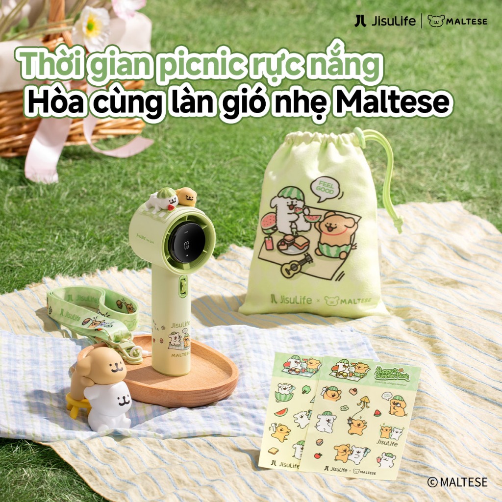 [JisuLife x Maltese] Quạt cầm tay Pro1 cao cấp pin 5000mAh sạc lại gió siêu mạnh 100 mức màn hình LED dùng đi học đi làm | BigBuy360 - bigbuy360.vn