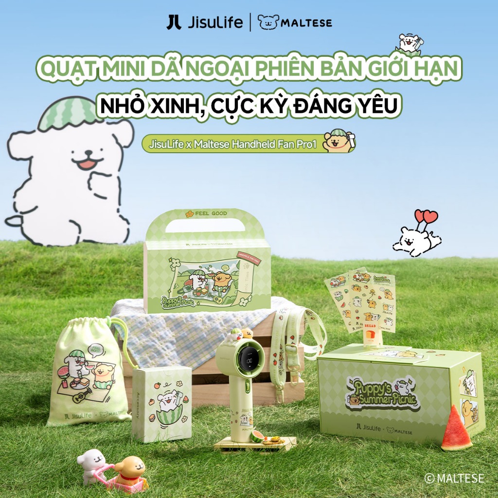 [JisuLife x Maltese] Quạt cầm tay Pro1 cao cấp pin 5000mAh sạc lại gió siêu mạnh 100 mức màn hình LED dùng đi học đi làm | BigBuy360 - bigbuy360.vn