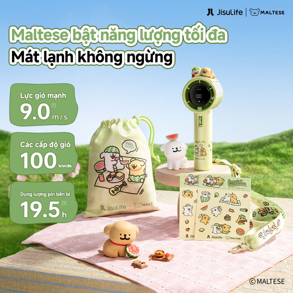 [JisuLife x Maltese] Quạt cầm tay Pro1 cao cấp pin 5000mAh sạc lại gió siêu mạnh 100 mức màn hình LED dùng đi học đi làm | BigBuy360 - bigbuy360.vn