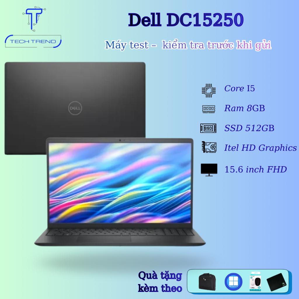 Laptop Dell 15 DC15250, Core i5-1334U 8GB 512GB| 15.6 inch FHD UBUNTU Black - New