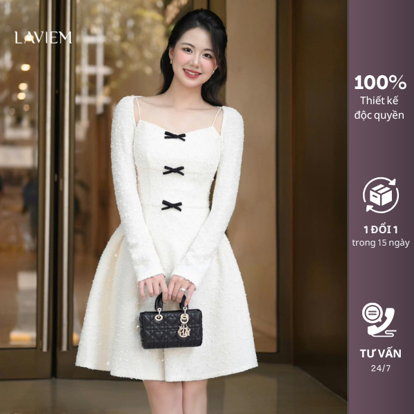LAVIEM - Váy thiết kế dài tay đính nơ - Cherry Dress