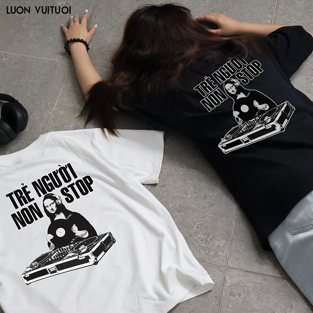 Áo Thun Vớ Vẩn Relaxed Fit Luon Vuituoi  "Trẻ Người Nonstop" - Luôn Vui Tươi