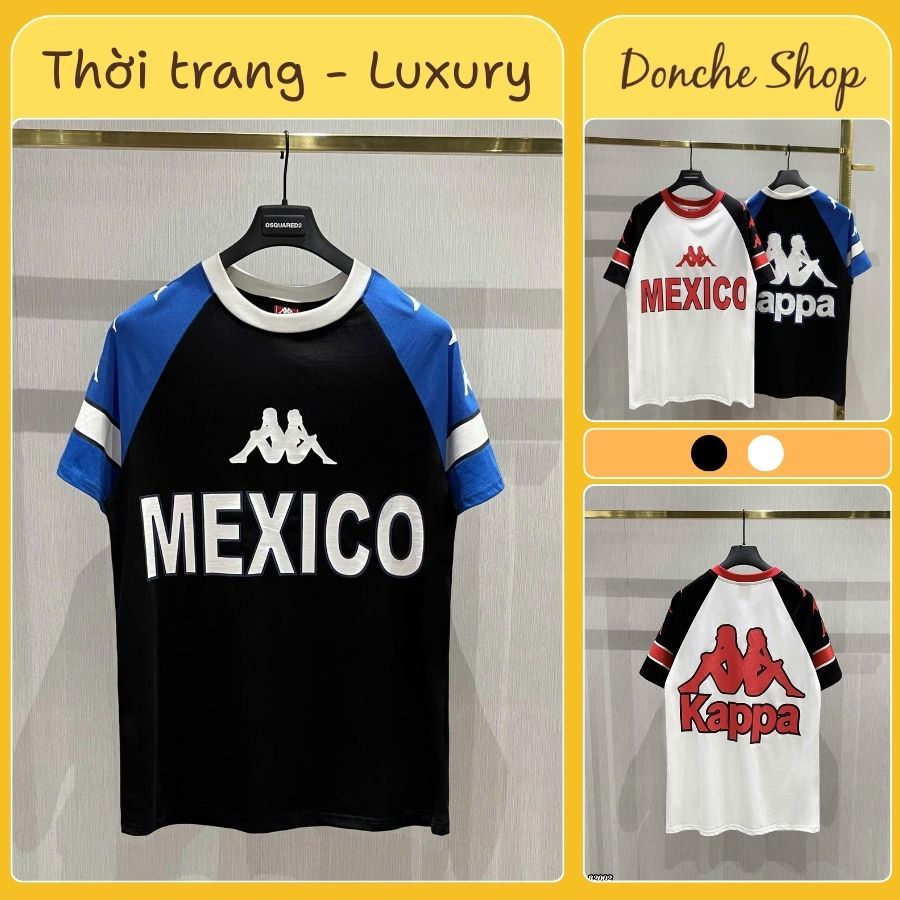 Áo Thun Kappa Phối Tay Sọc In Chữ Mexico Siêu Đẹp - Áo Phông Nam Nữ Kapa Chất Cotton Cao Cấp APC0184