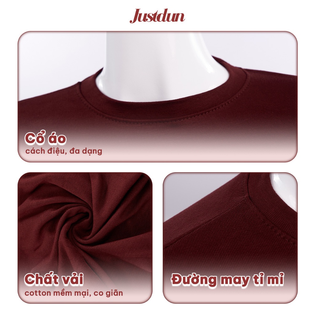 Áo Thun Nữ Dài Tay Ôm Body JUSTDUN 405 - Phối Viền Bèo Xinh, Cotton Mịn Cao Cấp, Tôn Dáng | BigBuy360 - bigbuy360.vn