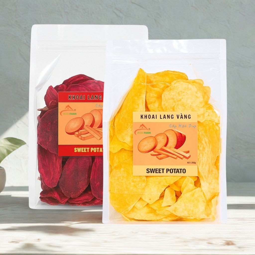 Khoai lang sấy mật ong MIDIFARM giòn thơm ngon đặc biệt, hoa quả sấy đặc sản đà lạt