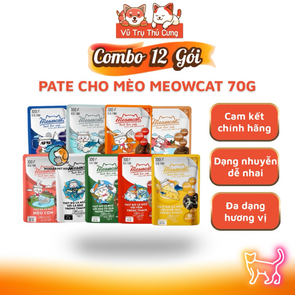 Combo 12 Gói Pate Meowcat Cho Mèo 70g