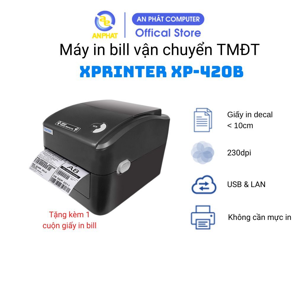 [FREESHIP] Máy In Tem Mã Vạch Xprinter XP-420B (USB+LAN) - In Đơn Hàng TMĐT Shopee...