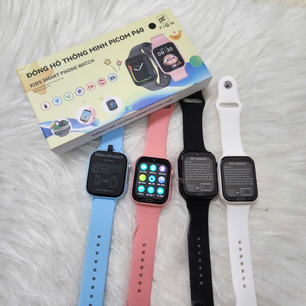 Đồng Hồ Thông Minh Picom P60 - Lắp Sim Nghe Gọi Độc Lập, Định vị, Video call