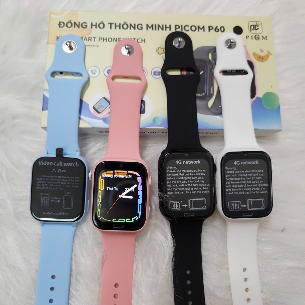 Đồng Hồ Thông Minh Picom P60 - Lắp Sim Nghe Gọi Độc Lập, Định vị, Video call