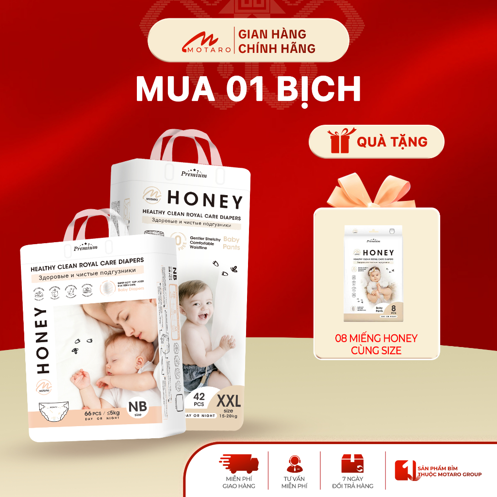 [Tặng 8 Miếng] 1 Bịch Honey Premium Chính Hãng Đủ Size Dán Quần Tặng Thêm 8 Miếng Cho Bé