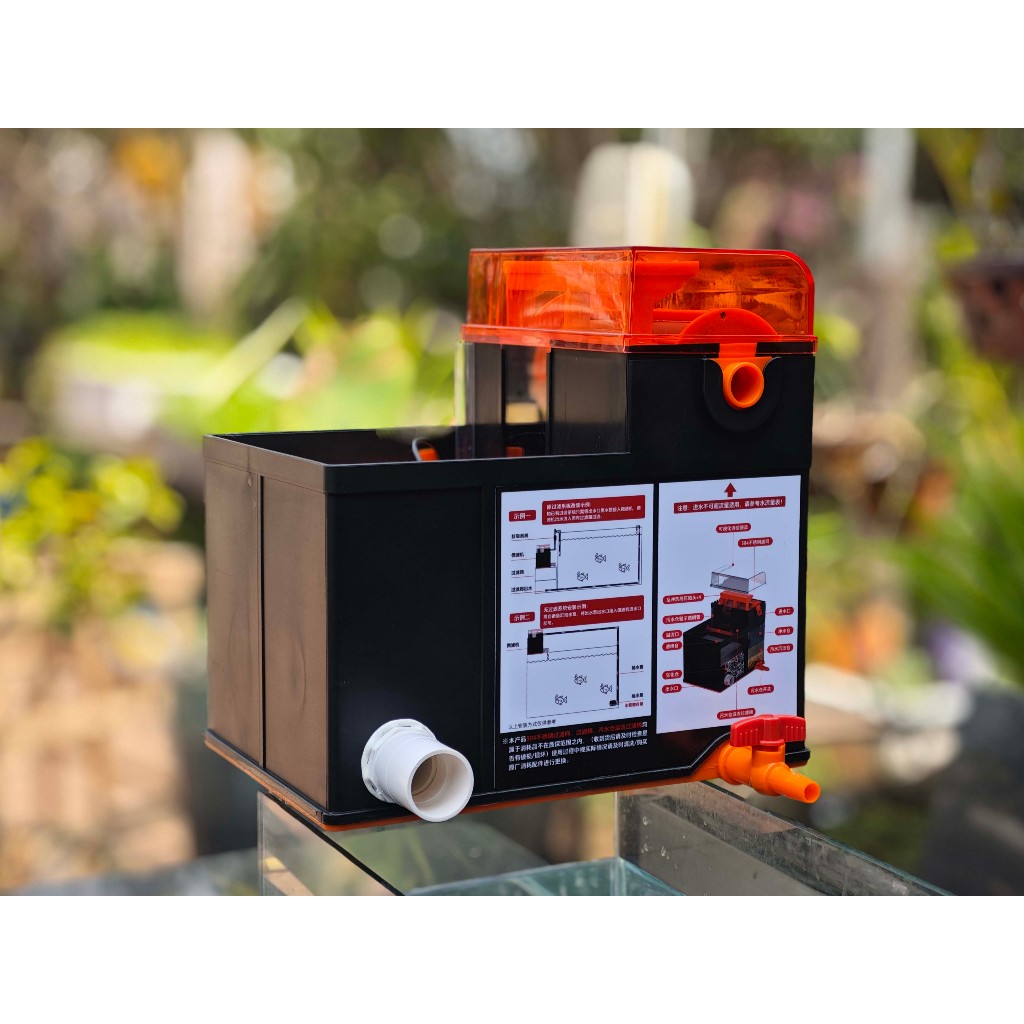 Drum filter - Bộ lọc drum tách phân, tích hợp ngăn lọc cho bể kính, phù hợp cho bơm dưới 3000l/h