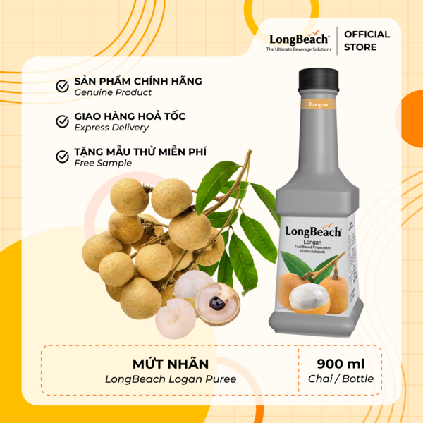 Mứt Nhãn (Sinh tố / Sốt Trái Cây) - LongBeach Longan  Fruit Based Preparation 900ml