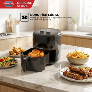 [Bản mới] Nồi chiên không dầu 5L Sunhouse SHD4021 - Khoang chiên trong suốt - Công nghệ Rapid Air 360 độ