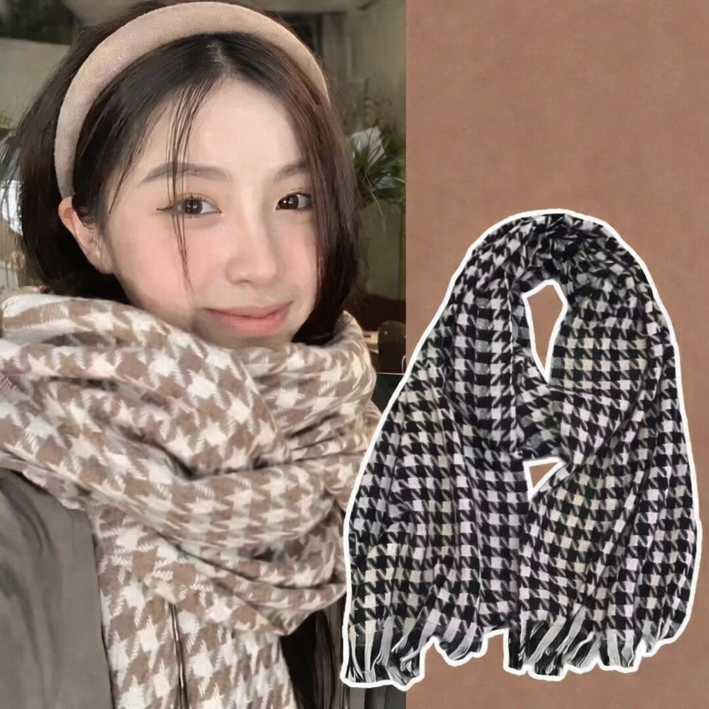 Khăn Choàng Cổ Răng Sói Nữ Thu Đông – Khăn Quàng Cổ Dày Giữ Ấm, Phong Cách Hàn Quốc