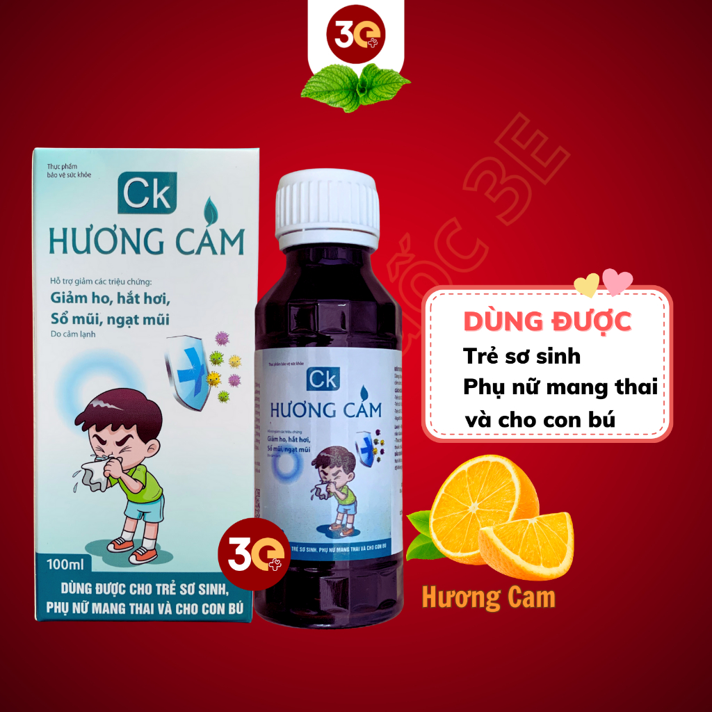 Combo 3 hộp Siro ho CK Hương Cam hỗ trợ giảm ho, hắt hơi, sổ mũi, siro ho cho phụ nữ mang thai, cho 