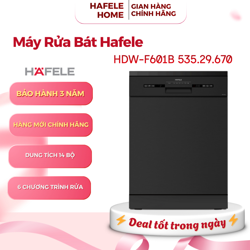 Máy Rửa Chén Độc Lập HDW-F601B Hafele 535.29.670 - Điều Khiển Nút Nhấn Điện Tử - EEH