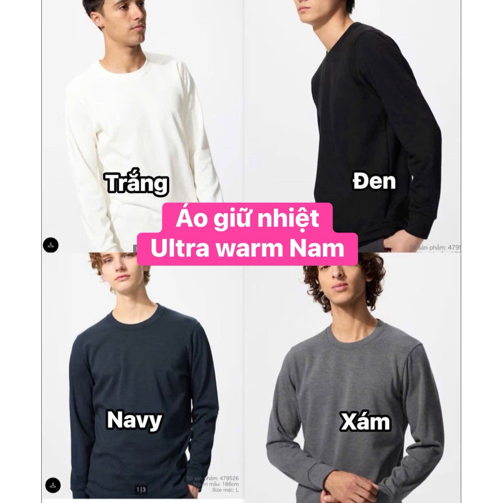 (Chuẩn Auth-ĐỦ BILL) Loại dày nhất-Áo giữ nhiệt ultra warm heattech Uniqlo cho Nam