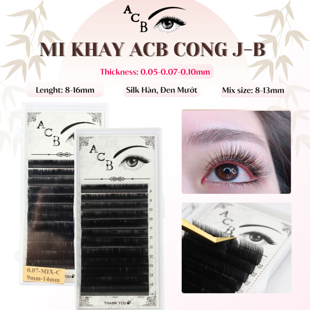 Mi khay ACB cong J_B độ dày 0.05-0.07-0.10 siêu mêm mịn, tự nhiên đủ size Lông Mi Nhân Tạo_ Thúy Hà