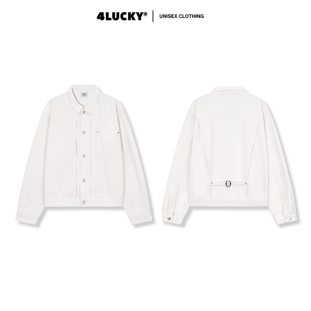 Áo Khoác KaKi Phối Li Trước Sau Basic 4Lucky 6166, Kaki Jacket Túi Trước Form Rộng Thanh Lịch Unisex