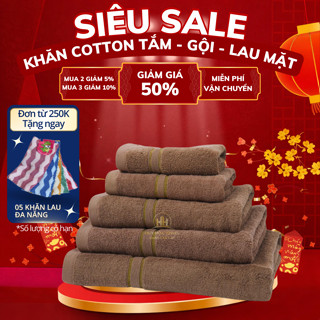 Khăn Tắm Gội Đầu Lau Mặt Huy Hòa  Sợi Cotton Cao Cấp Bông Dày Thấm Hút Không Đổ Lông Dùng Cho Gia Đình Khách Sạn Spa