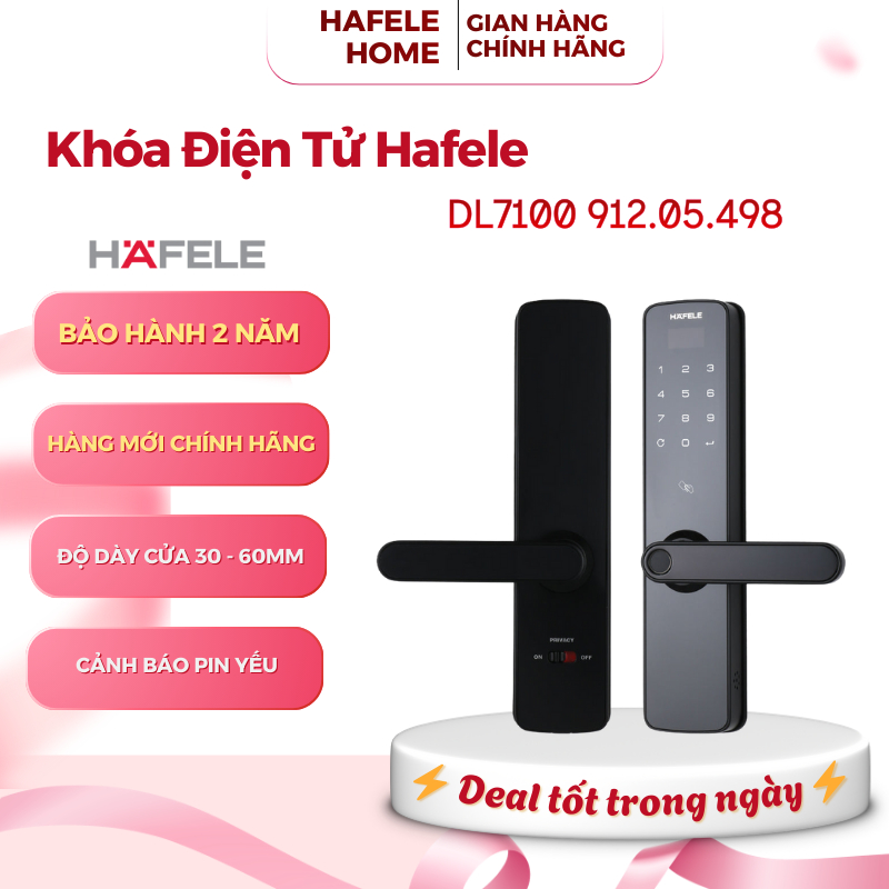 Khóa Điện Tử DL7100 Hafele 912.05.498 - Dành Cho Cửa Gỗ - Bảo Hành 24 Tháng - EEH