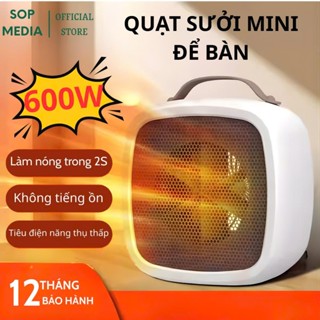 Quạt sưởi mini để bàn 600W SOPMEDIA máy sưởi gốm hai tốc độ làm ấm nhanh không ồn để bàn