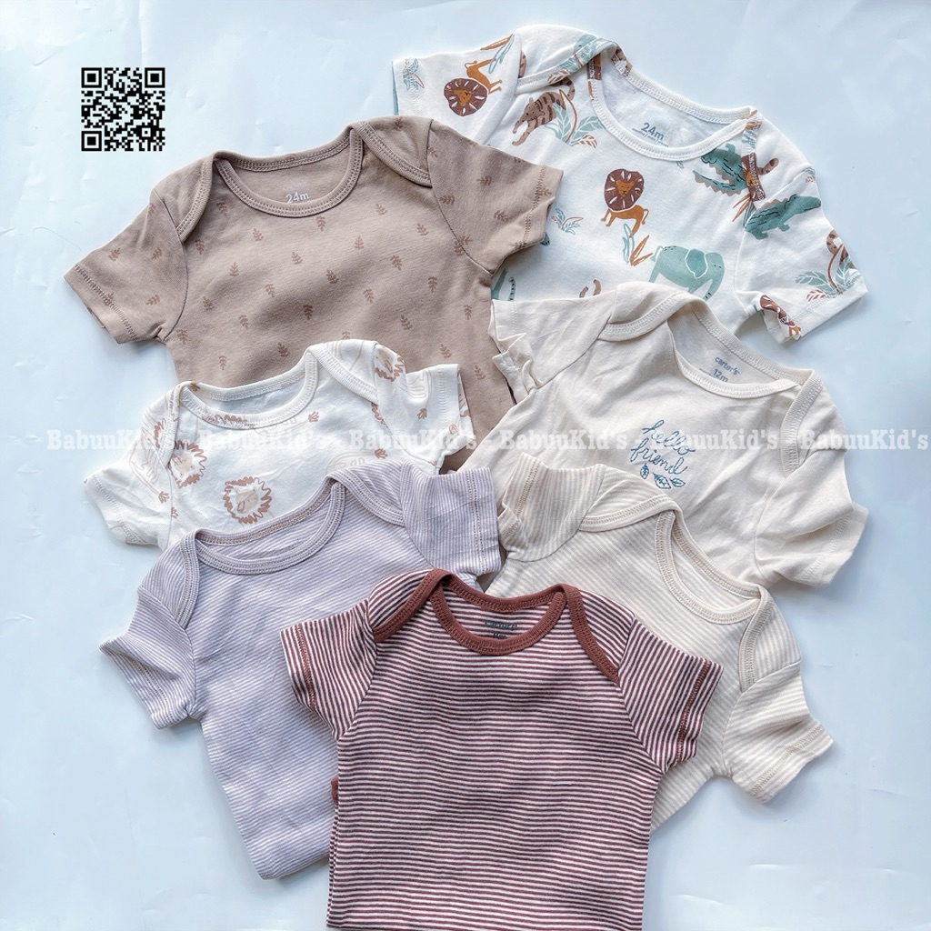 [12-18M / 10-12KG] Bộ đồ liền thân áo tay ngắn bodysuit body chip bé trai bé gái xuất dư C.a.r.ter's