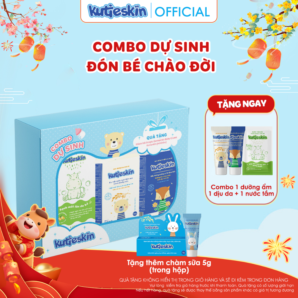 (Tặng kem chàm sữa 5g) Combo Đi Sinh đầy đủ cho mẹ New - Đón bé chào đời (Nước tắm gội + Kem dịu da + Kem dưỡng ẩm)