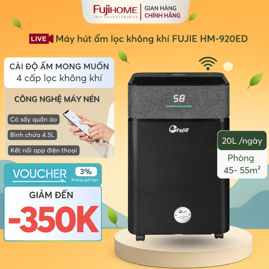 Máy hút ẩm 55m2 FUJIE HM-920ED