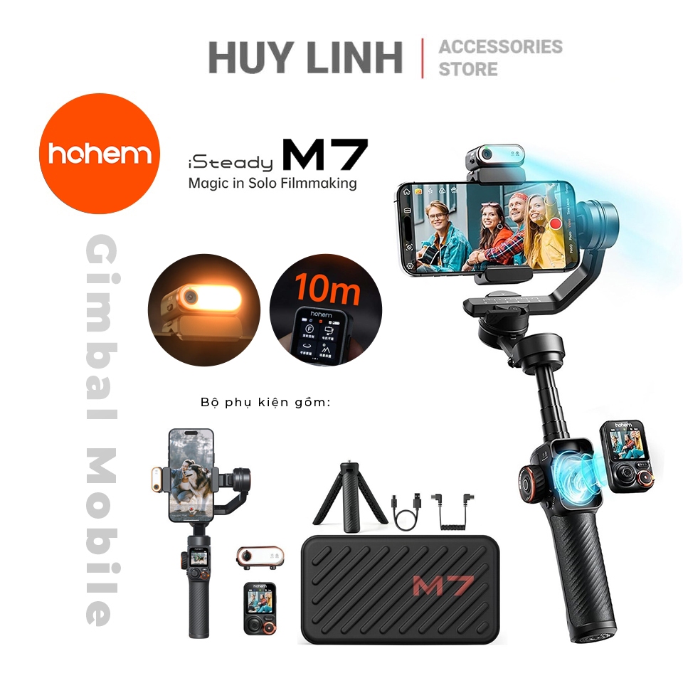 Gimbal Hohem iSteady M7 tích hợp AI Tracking Remote tích hợp màn hình cao cấp chính hãng