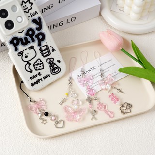 【Chamvn】Dây đeo điện thoại dễ thương đa năng dành cho bé gái mặt dây chuyền hình trái tim cho hộp đựng tai nghe