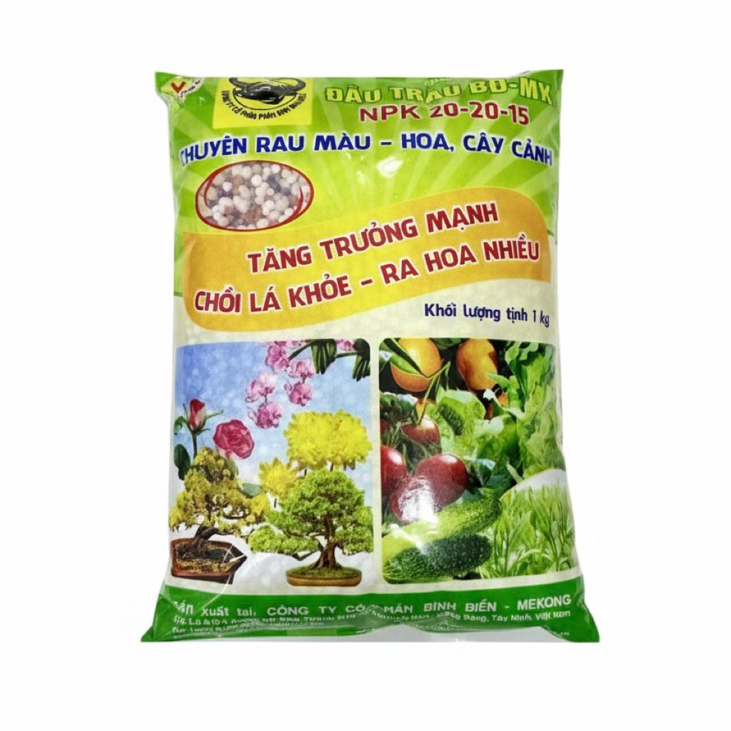Phân Bón NPK Đầu Trâu 20-20-15 , Tăng Trưởng Chồi Lá ,Ra Hoa Nhiều,gói 1 Ký