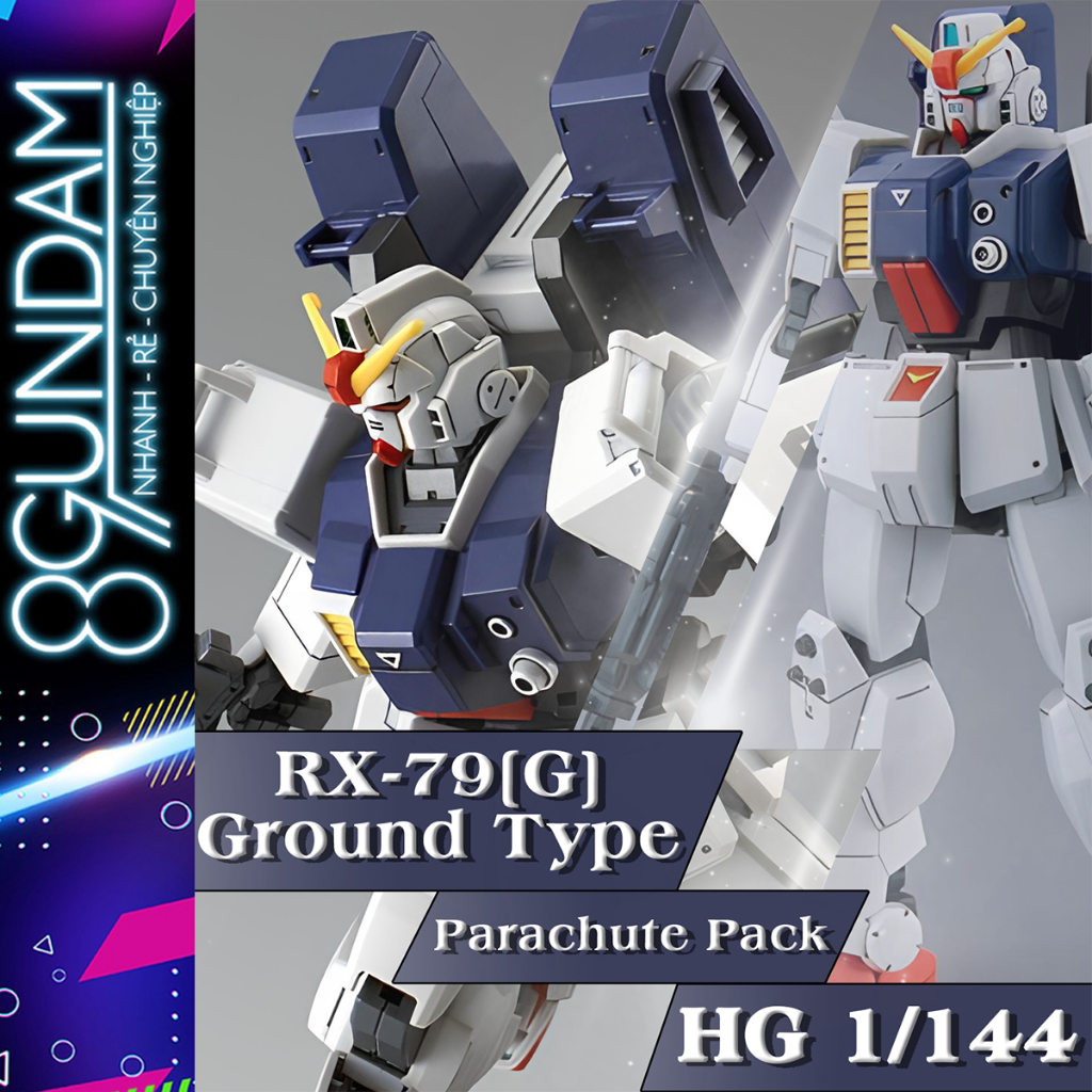 [CÓ SẴN] Mô Hình Lắp Ráp HG KK RX-79[G] Ground Type Fighter - Parachute Pack (tặng base, decal nước,