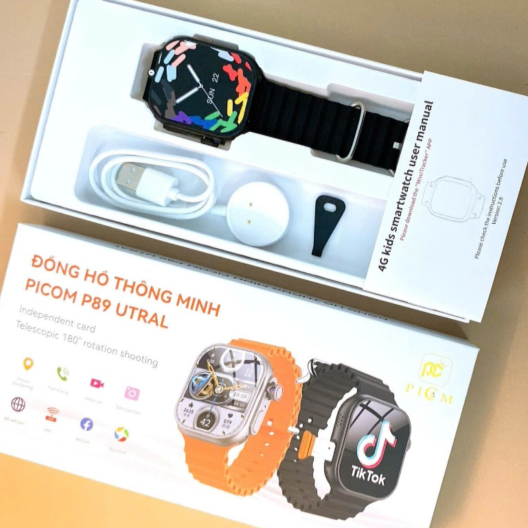 Đồng Hồ Thông Minh định vị trẻ em Picom P89 Ultra Lướt Web Chơi Game Lắp Sim Nghe Gọi Độc Lập