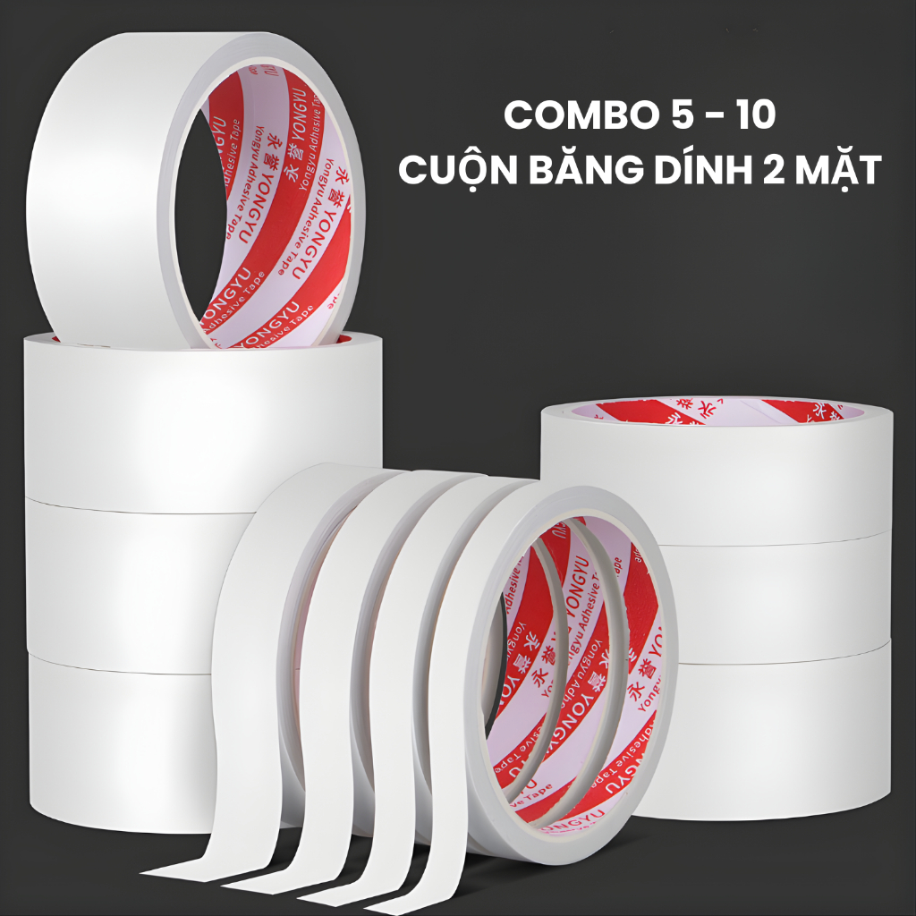 Combo 10 Cuộn Băng Dính 2 Mặt - Dụng cụ văn phòng , thủ công